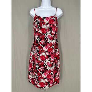 90s Vintage Dress Womens 4 Black Mini Red Floral Laundry Shelli Segal